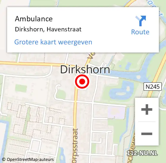 Locatie op kaart van de 112 melding: Ambulance Dirkshorn, Havenstraat op 6 juli 2021 12:26