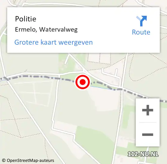 Locatie op kaart van de 112 melding: Politie Ermelo, Watervalweg op 9 augustus 2021 18:18