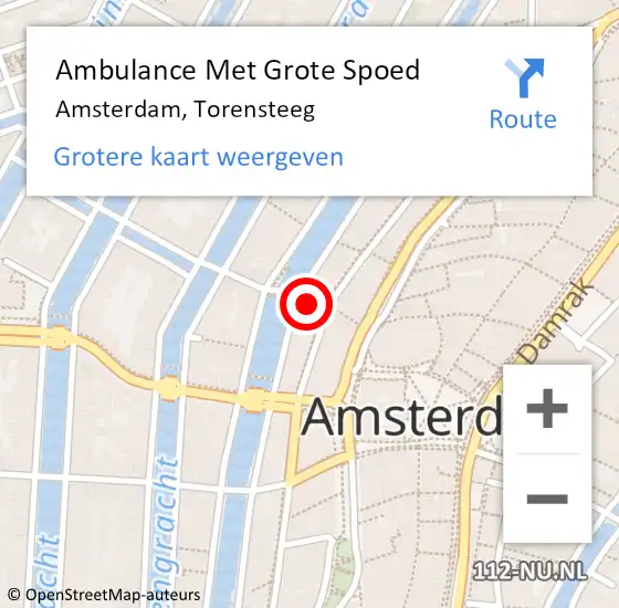 Locatie op kaart van de 112 melding: Ambulance Met Grote Spoed Naar Amsterdam, Torensteeg op 10 juli 2022 02:38