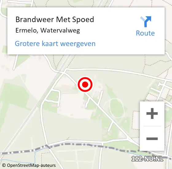 Locatie op kaart van de 112 melding: Brandweer Met Spoed Naar Ermelo, Watervalweg op 21 juli 2022 08:38