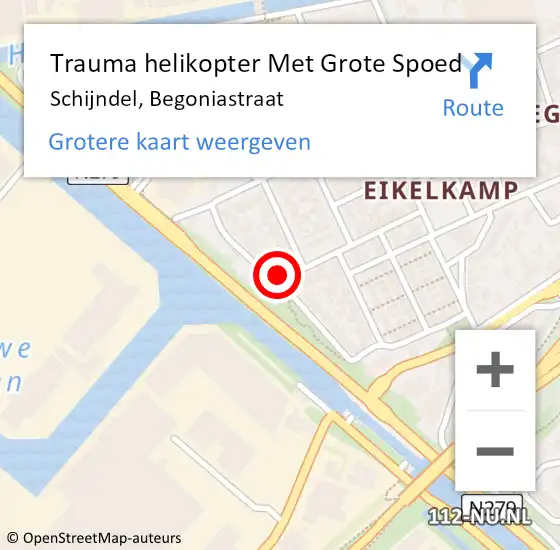Locatie op kaart van de 112 melding: Trauma helikopter Met Grote Spoed Naar Schijndel, Begoniastraat op 9 augustus 2022 00:44