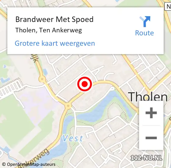 Locatie op kaart van de 112 melding: Brandweer Met Spoed Naar Tholen, Ten Ankerweg op 12 oktober 2022 14:55