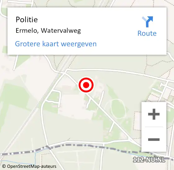Locatie op kaart van de 112 melding: Politie Ermelo, Watervalweg op 5 september 2023 06:08