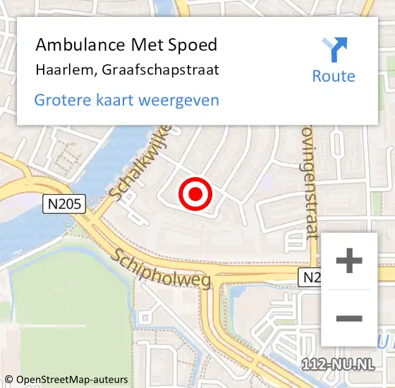 Locatie op kaart van de 112 melding: Ambulance Met Spoed Naar Haarlem, Graafschapstraat op 27 september 2023 22:57