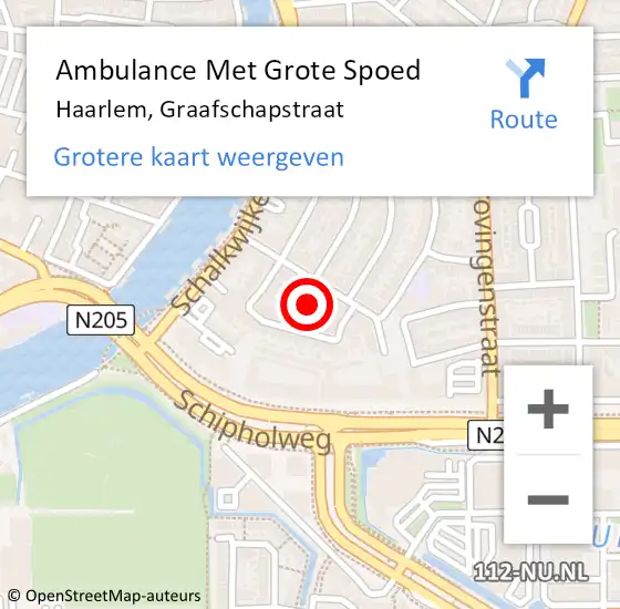 Locatie op kaart van de 112 melding: Ambulance Met Grote Spoed Naar Haarlem, Graafschapstraat op 27 september 2023 22:57