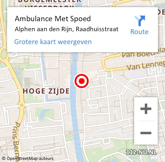 Locatie op kaart van de 112 melding: Ambulance Met Spoed Naar Alphen aan den Rijn, Raadhuisstraat op 19 november 2023 21:47