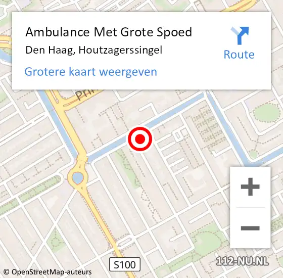 Locatie op kaart van de 112 melding: Ambulance Met Grote Spoed Naar Den Haag, Houtzagerssingel op 21 november 2023 17:04
