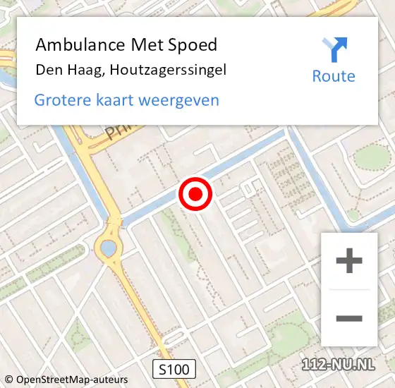 Locatie op kaart van de 112 melding: Ambulance Met Spoed Naar Den Haag, Houtzagerssingel op 30 december 2023 22:47