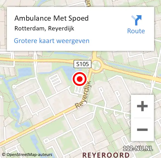 Locatie op kaart van de 112 melding: Ambulance Met Spoed Naar Rotterdam, Reyerdijk op 15 januari 2024 18:33