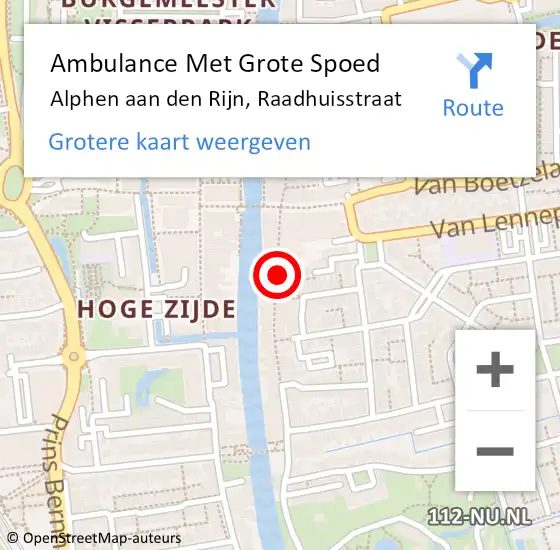 Locatie op kaart van de 112 melding: Ambulance Met Grote Spoed Naar Alphen aan den Rijn, Raadhuisstraat op 12 februari 2024 09:11