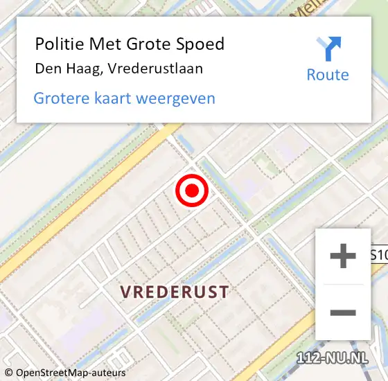 Locatie op kaart van de 112 melding: Politie Met Grote Spoed Naar Den Haag, Vrederustlaan op 29 maart 2024 02:18
