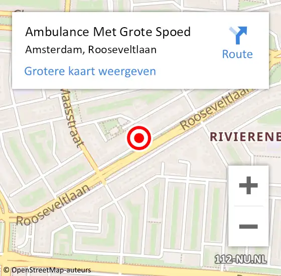 Locatie op kaart van de 112 melding: Ambulance Met Grote Spoed Naar Amsterdam, Rooseveltlaan op 29 maart 2024 02:49