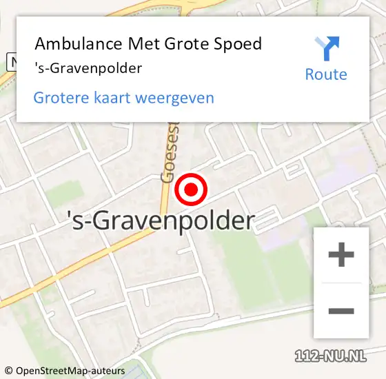Locatie op kaart van de 112 melding: Ambulance Met Grote Spoed Naar 's-Gravenpolder op 29 maart 2024 03:22