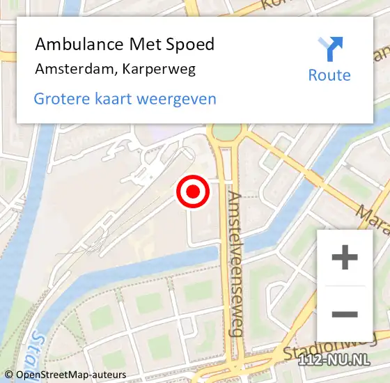 Locatie op kaart van de 112 melding: Ambulance Met Spoed Naar Amsterdam, Karperweg op 29 maart 2024 03:22