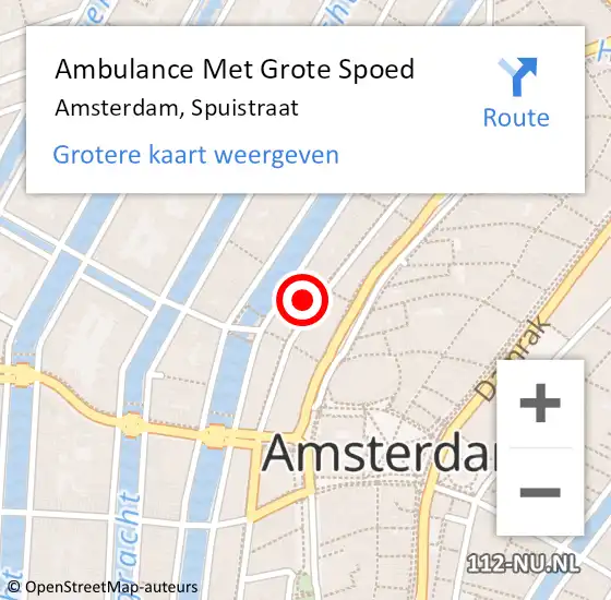 Locatie op kaart van de 112 melding: Ambulance Met Grote Spoed Naar Amsterdam, Spuistraat op 29 maart 2024 03:26