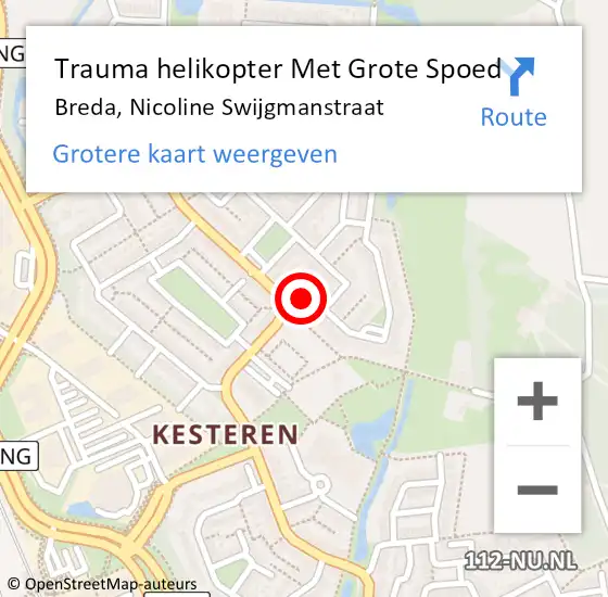 Locatie op kaart van de 112 melding: Trauma helikopter Met Grote Spoed Naar Breda, Nicoline Swijgmanstraat op 25 april 2024 22:17