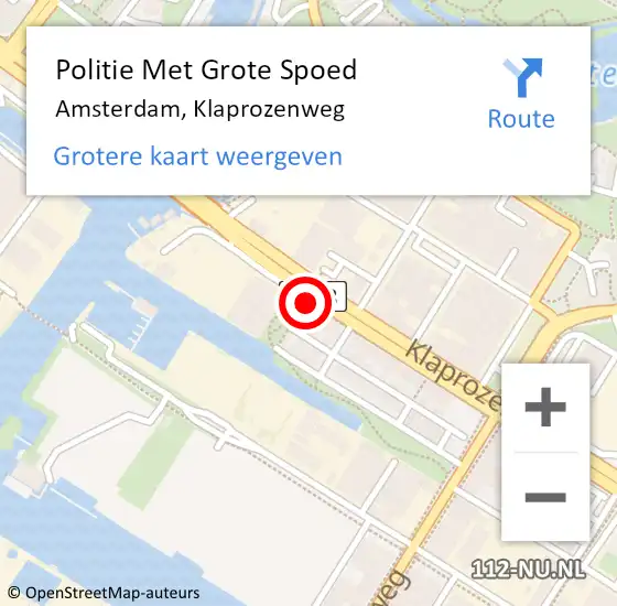 Locatie op kaart van de 112 melding: Politie Met Grote Spoed Naar Amsterdam, Klaprozenweg op 25 april 2024 23:27