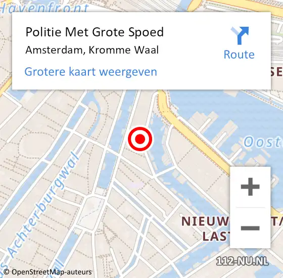 Locatie op kaart van de 112 melding: Politie Met Grote Spoed Naar Amsterdam, Kromme Waal op 26 april 2024 00:13
