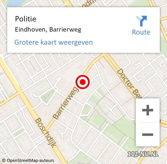 Locatie op kaart van de 112 melding: Politie Eindhoven, Barrierweg op 26 april 2024 00:13