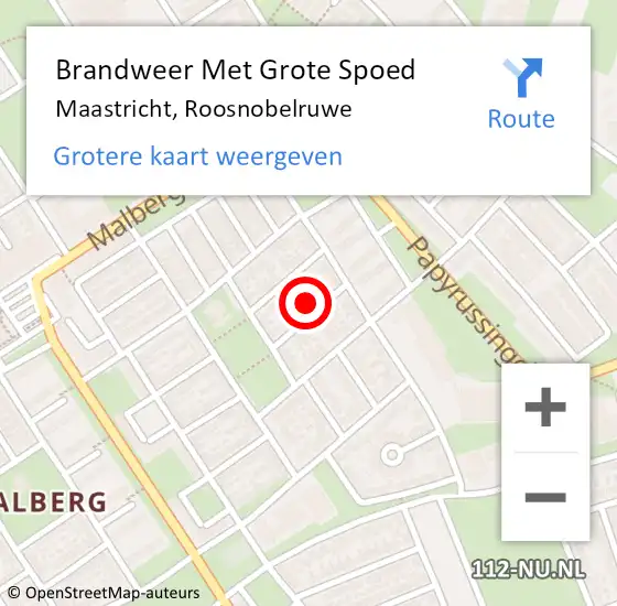 Locatie op kaart van de 112 melding: Brandweer Met Grote Spoed Naar Maastricht, Roosnobelruwe op 26 april 2024 00:43
