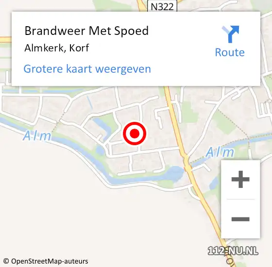 Locatie op kaart van de 112 melding: Brandweer Met Spoed Naar Almkerk, Korf op 26 april 2024 02:35