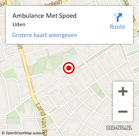 Locatie op kaart van de 112 melding: Ambulance Met Spoed Naar Uden op 26 april 2024 03:23