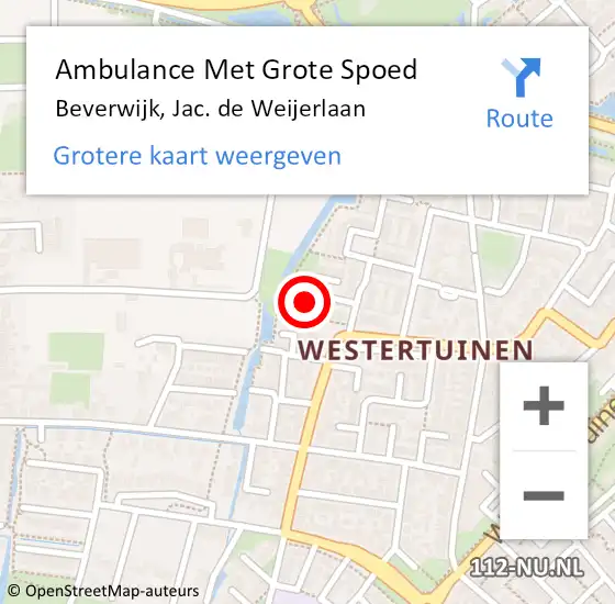 Locatie op kaart van de 112 melding: Ambulance Met Grote Spoed Naar Beverwijk, Jac. de Weijerlaan op 26 april 2024 03:26
