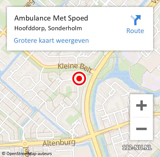 Locatie op kaart van de 112 melding: Ambulance Met Spoed Naar Hoofddorp, Sonderholm op 26 april 2024 03:30