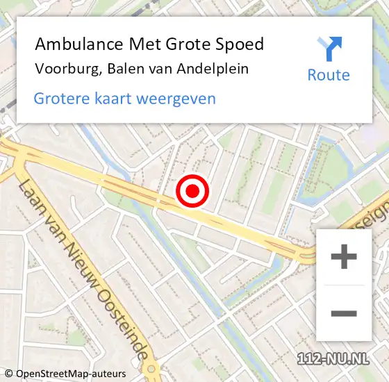 Locatie op kaart van de 112 melding: Ambulance Met Grote Spoed Naar Voorburg, Balen van Andelplein op 26 april 2024 03:34