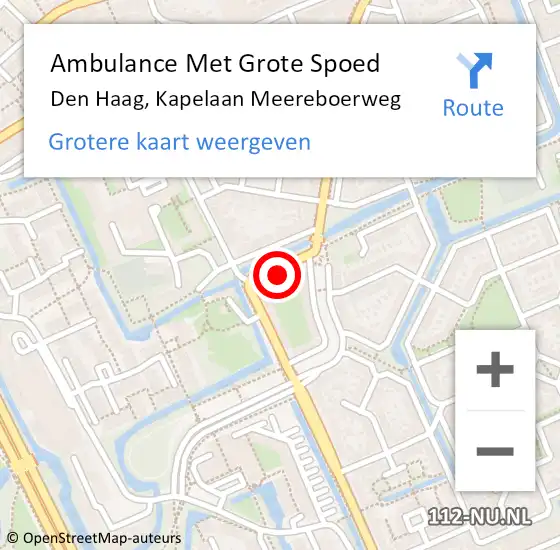 Locatie op kaart van de 112 melding: Ambulance Met Grote Spoed Naar Den Haag, Kapelaan Meereboerweg op 26 april 2024 03:34