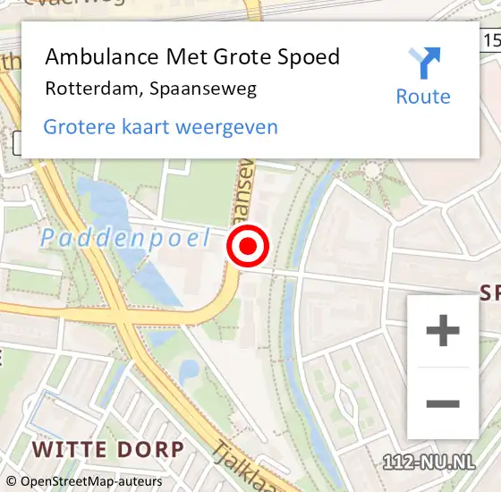 Locatie op kaart van de 112 melding: Ambulance Met Grote Spoed Naar Rotterdam, Spaanseweg op 27 april 2024 15:44