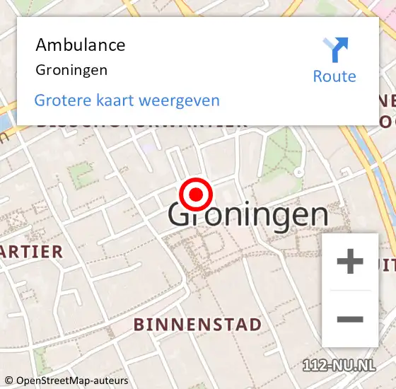 Locatie op kaart van de 112 melding: Ambulance Groningen op 27 april 2024 15:50