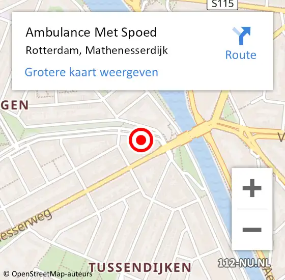 Locatie op kaart van de 112 melding: Ambulance Met Spoed Naar Rotterdam, Mathenesserdijk op 27 april 2024 16:03
