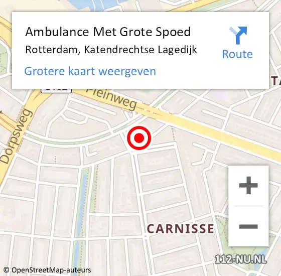 Locatie op kaart van de 112 melding: Ambulance Met Grote Spoed Naar Rotterdam, Katendrechtse Lagedijk op 27 april 2024 16:16