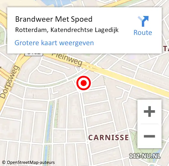 Locatie op kaart van de 112 melding: Brandweer Met Spoed Naar Rotterdam, Katendrechtse Lagedijk op 27 april 2024 16:30