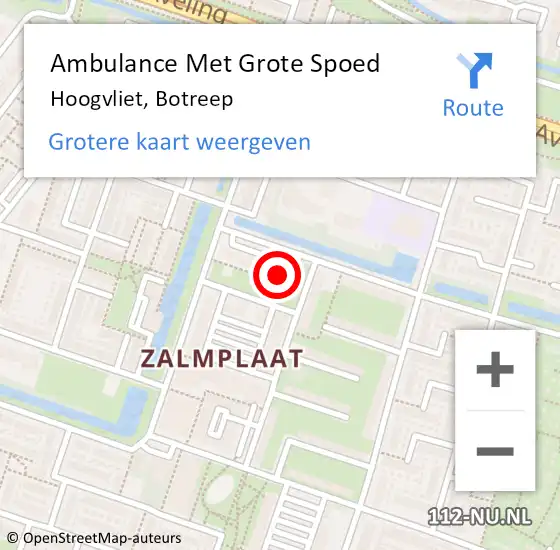 Locatie op kaart van de 112 melding: Ambulance Met Grote Spoed Naar Hoogvliet, Botreep op 27 april 2024 16:31