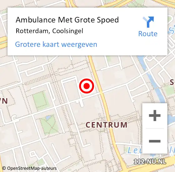 Locatie op kaart van de 112 melding: Ambulance Met Grote Spoed Naar Rotterdam, Coolsingel op 27 april 2024 16:32