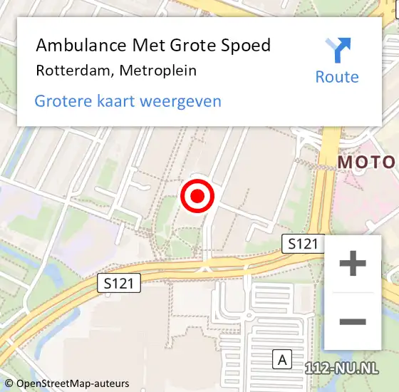 Locatie op kaart van de 112 melding: Ambulance Met Grote Spoed Naar Rotterdam, Metroplein op 27 april 2024 16:33