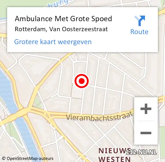 Locatie op kaart van de 112 melding: Ambulance Met Grote Spoed Naar Rotterdam, Van Oosterzeestraat op 27 april 2024 16:39