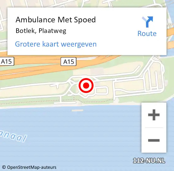 Locatie op kaart van de 112 melding: Ambulance Met Spoed Naar Botlek, Plaatweg op 27 april 2024 16:56