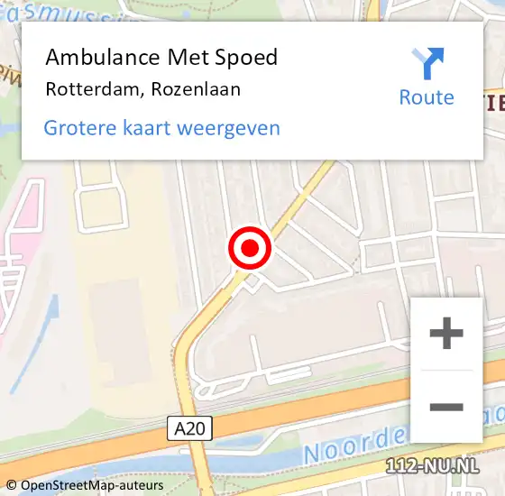 Locatie op kaart van de 112 melding: Ambulance Met Spoed Naar Rotterdam, Rozenlaan op 27 april 2024 17:01