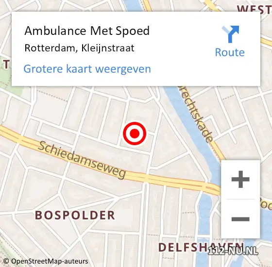 Locatie op kaart van de 112 melding: Ambulance Met Spoed Naar Rotterdam, Kleijnstraat op 27 april 2024 17:02