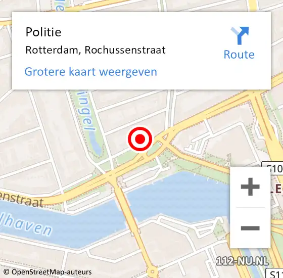 Locatie op kaart van de 112 melding: Politie Rotterdam, Rochussenstraat op 27 april 2024 17:06