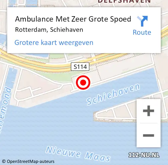 Locatie op kaart van de 112 melding: Ambulance Met Zeer Grote Spoed Naar Rotterdam, Schiehaven op 27 april 2024 17:09