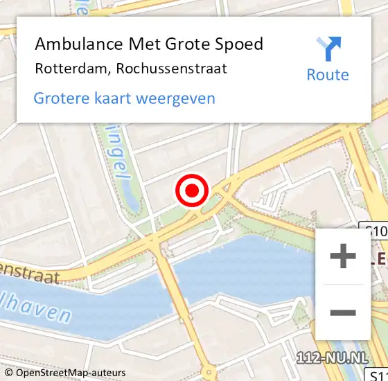 Locatie op kaart van de 112 melding: Ambulance Met Grote Spoed Naar Rotterdam, Rochussenstraat op 27 april 2024 17:11