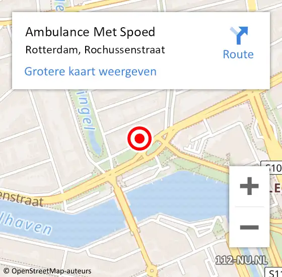 Locatie op kaart van de 112 melding: Ambulance Met Spoed Naar Rotterdam, Rochussenstraat op 27 april 2024 17:18
