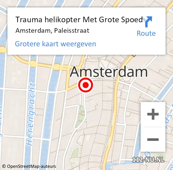 Locatie op kaart van de 112 melding: Trauma helikopter Met Grote Spoed Naar Amsterdam, Paleisstraat op 27 april 2024 18:05