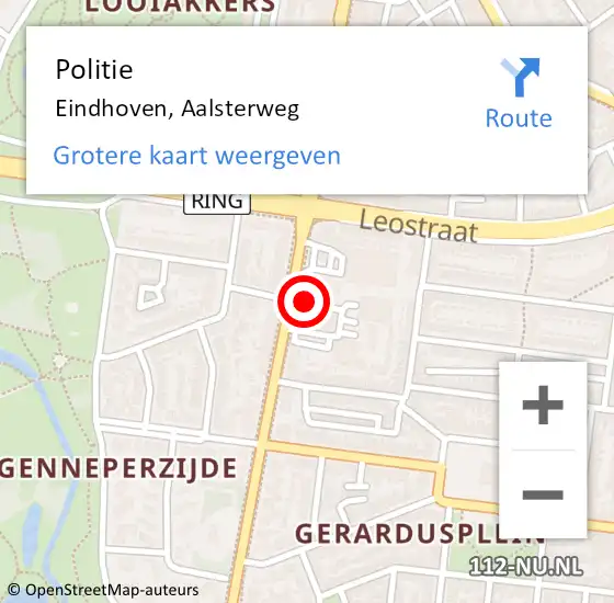 Locatie op kaart van de 112 melding: Politie Eindhoven, Aalsterweg op 27 april 2024 18:08