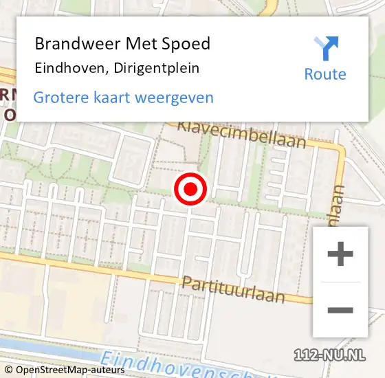 Locatie op kaart van de 112 melding: Brandweer Met Spoed Naar Eindhoven, Dirigentplein op 27 april 2024 18:17