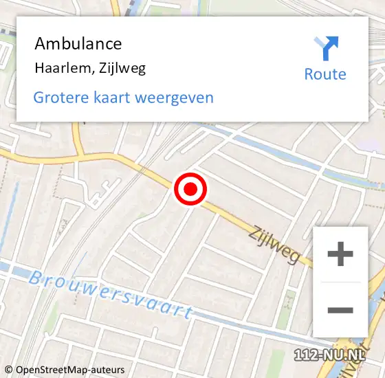 Locatie op kaart van de 112 melding: Ambulance Haarlem, Zijlweg op 27 april 2024 18:57